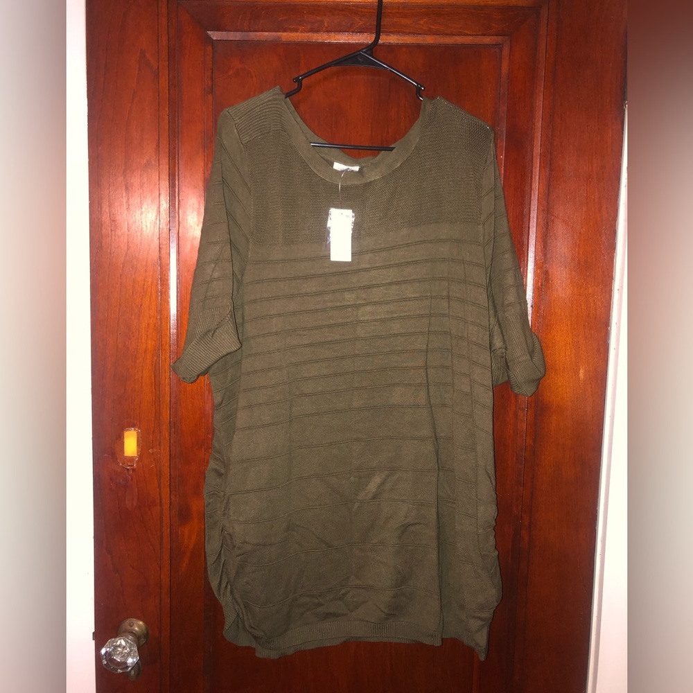 Short sleeve sweater shirt with ruched sides (NWT) (PLUS SIZE)
